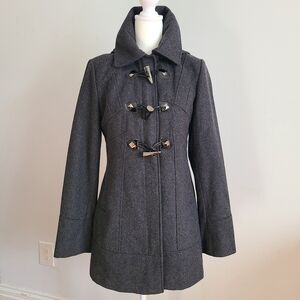 Guess Charcoal Toggle Wool Blend Coat Size S